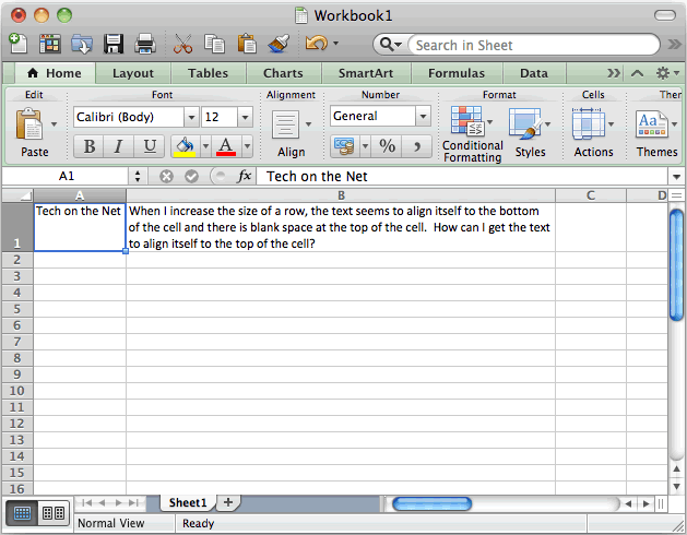 stack text in excel for mac