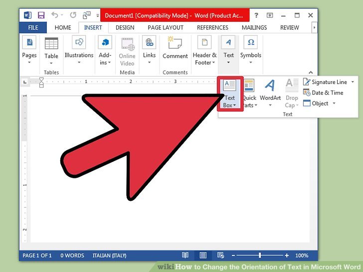 Create vertical text in word